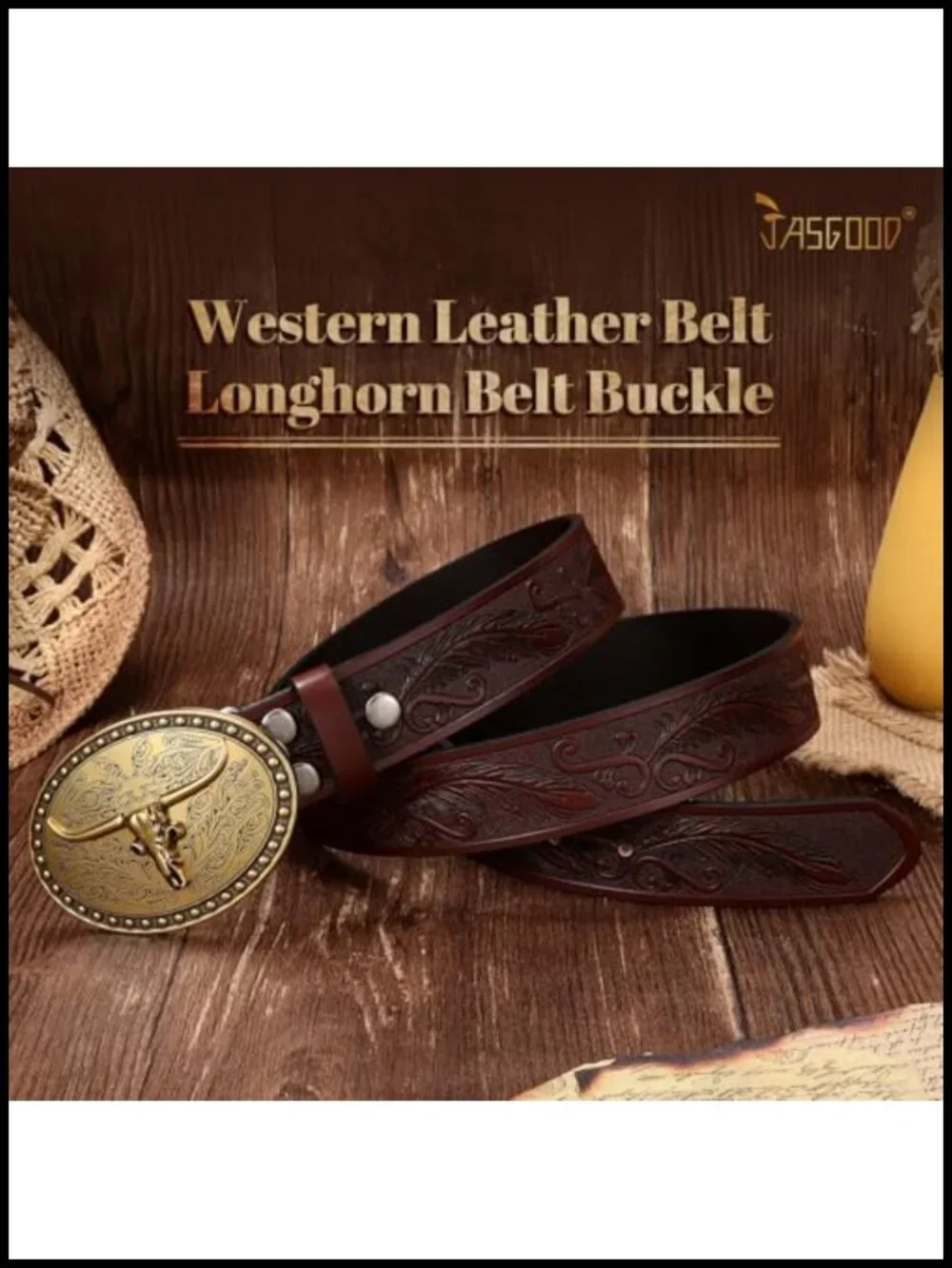Genuine Leather Western Cowboy Belt, 1.5